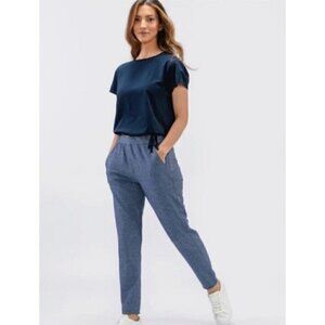 NWT Ministry of Supply Women's Sz L Fusion Terry Joggers Blue Heather Pockets